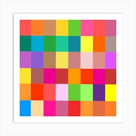 Colorful Rainbow Squares Patch Art Print