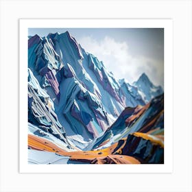 Abstract Mountain Landscape - Style of William Morris Art Print