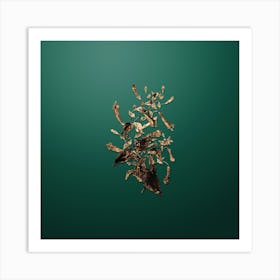Gold Botanical Heart Leaved Manettia on Dark Spring Green n.0962 Art Print