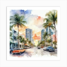 Miami Watercolor Art Print