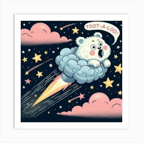 Teddy Bear Rocket Art Print