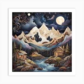 Cabin In The Mountains 3 Art Print