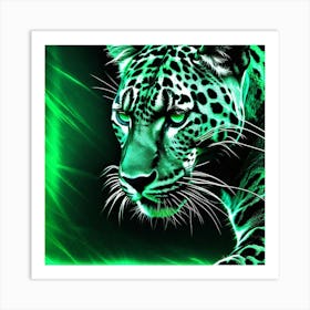 Green Jaguar Wallpaper Art Print