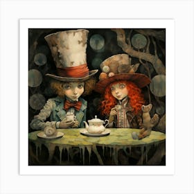 Mad Hatter And Alice Art Print