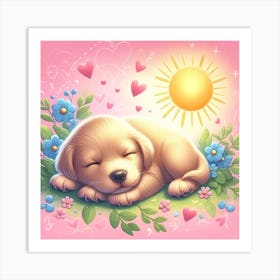 Puppy Sleeping In The Sun Art Print