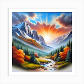 Sunset In The Mountains 19 Art Print