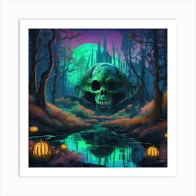 Skull In The Woods Art Print