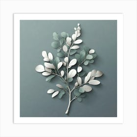 Silver eucalyptus branch, Vector art 4 Art Print