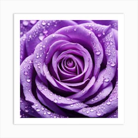 Purple Rose With Water Droplets 3 Art Print
