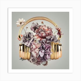 Headphones Gold Art Print