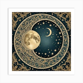 Moon And Stars 6 Art Print