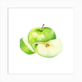 Green Apple Watercolor Illustration Art Print