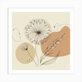 Flowers On A Beige Background Art Print