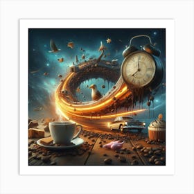 Coffee And Clock Art Print