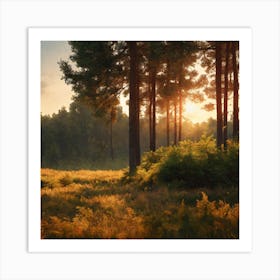 Sunrise In The Forest Art Print