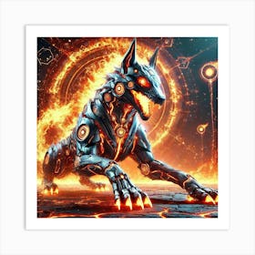 A Sci Fi Themed Depiction Of The Fire Wolf, A Mass Art Print