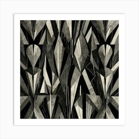 Abstract Black And White Geometric Pattern Art Print