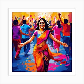 Vector Colorful Festive Celebration Joy Vibrant Culture Tradition Hindu Spring Happiness (6) Art Print