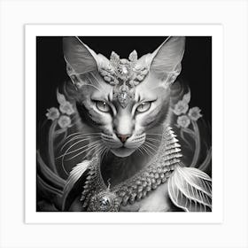 Firefly A Beautiful, Cool, Handsome Silver And Cream Majestic Masculine Main Cat Blended With A Japa (9) Art Print