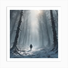 Winter Forest With Visible Horizon And Stars From Above Drone View Sharp Focus Emitting Diodes S (6) Art Print