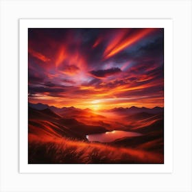 Sunset In The Mountains 1 Art Print