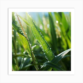 Corn Field With Water Droplets Art Print