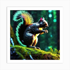 Robot Squirrel In The Forest Art Print