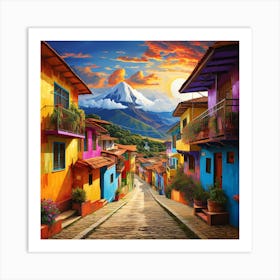 Colorful Houses In Colombia Art Print