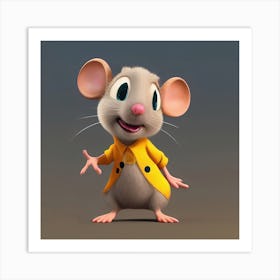 Cute Mouse In A Yellow Jacket Illustration Art Print