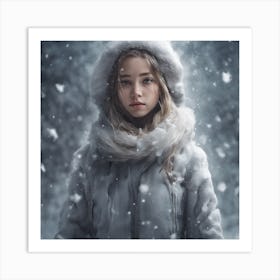 Snow Fell On A Girl From The Sky Art Print