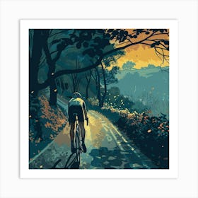 Cyclist On The Road Art Print