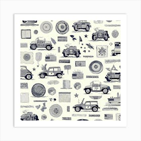 Vintage Cars And Trucks Art Print