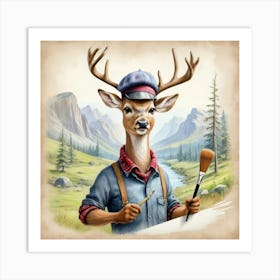 Deer Painting 1 Art Print