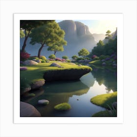 Pond In The Mountains Art Print