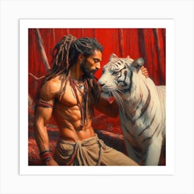 Man With Dreadlocks, Hindi Warrior, White Tiger Art Print