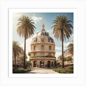 the beautiful city of paris rebuilt near the pacific ocean in sunny california, amazing weather, sandy beach, palm trees, splendid haussmann architecture, digital painting, highly detailed, intricate, concept Art Print