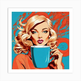 Pop Girl Drinking Coffee 1 Art Print