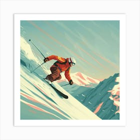 Skier In The Mountains Art Print