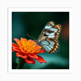 Butterfly On A Flower Art Print