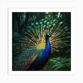 Peacock In The Forest 1 Art Print