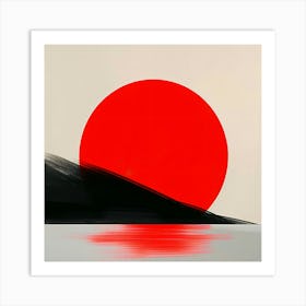 Red Sun Over Water Art Print