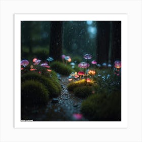 Mushrooms In The Rain Art Print