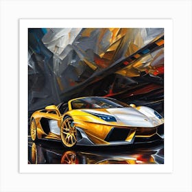 Gold Lamborghini 9 Art Print