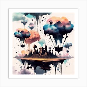 Ink Blot Art Piece That Transforms Ink Blots Into A Dreamlike Landscape Art Print