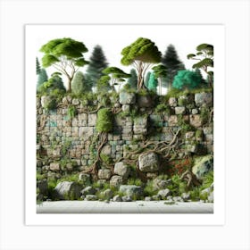 Stone Wall With Trees Art Print