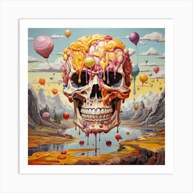 Skull With Balloons 1 Art Print