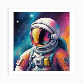 Astronaut Colorful Illustration Art Print 3 Art Print