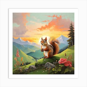 Squirrel In The Mountains Art Print