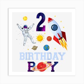 Kids 2 Years Old Birthday Astronaut Boy 2nd Birthday Family Art Print