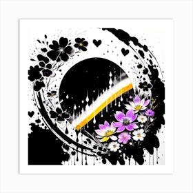 Black And White Flower Painting 1 Art Print